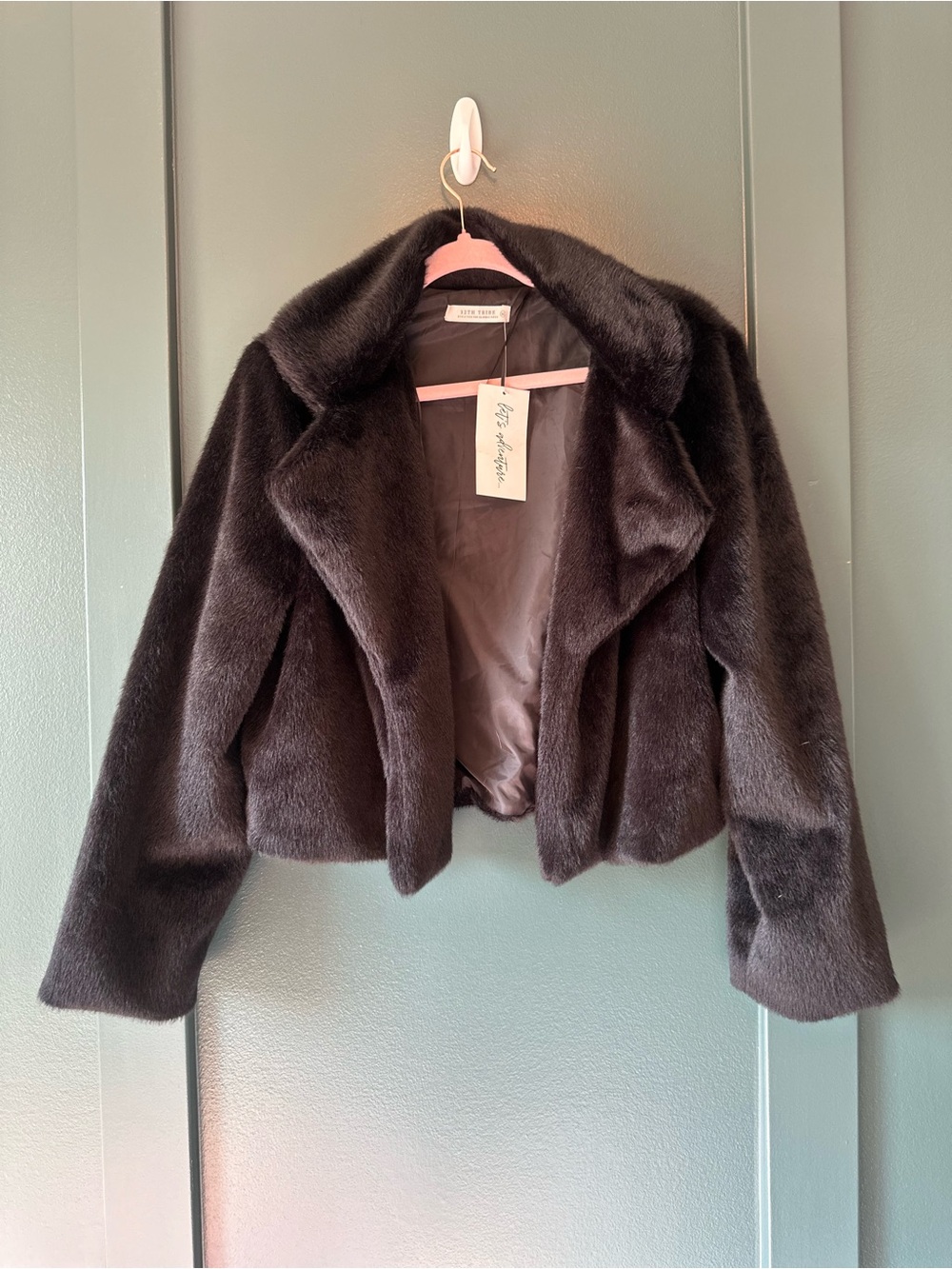 12th Tribe Black Faux Fur Cropped Jacket